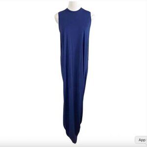 ACNE STUDIO ORMANDA TENCEL MAXI JERSEY DRESS IN NAVY BLUE - XS